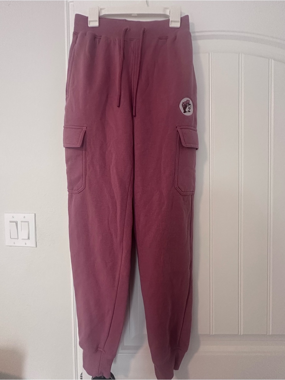 Women's Mauve Cargo Joggers - Soft Drawstring Track Pants